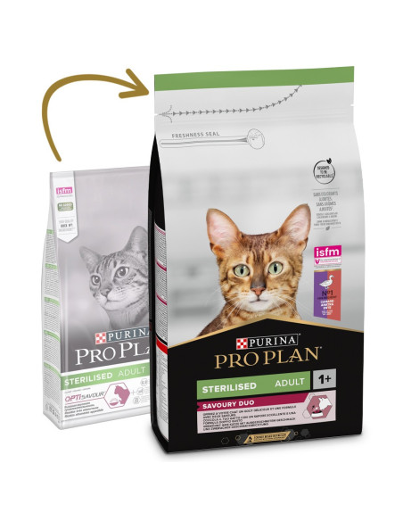 Purina Pro Plan Gato Adulto Esterilizado Pato e Figado Savoury Duo