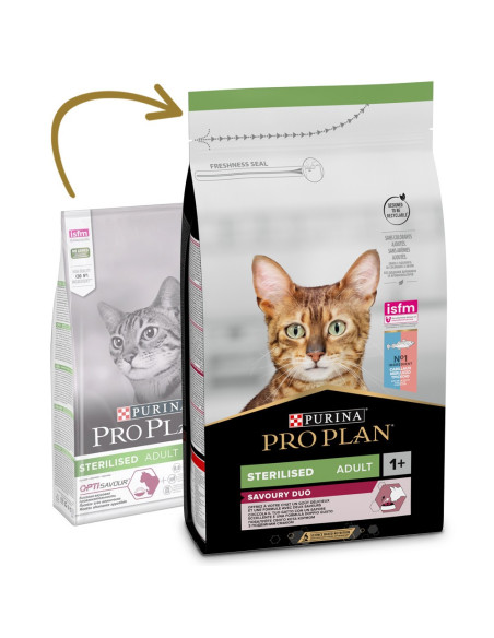 Purina Pro Plan Gato Adulto Esterilizado Bacalhau e Truta Savoury Duo