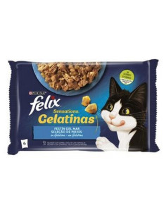 Purina Gatos Húmidos Felix Sensations Gelatinas Seleção de Peixes 4x85gr