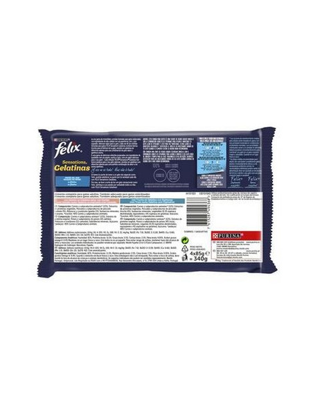 Purina Gatos Húmidos Felix Sensations Gelatinas Seleção de Peixes 4x85gr