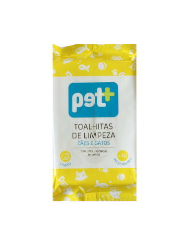 Pet+ Toalhitas de Limpeza Limão p/ Cão e Gato 40 uni.