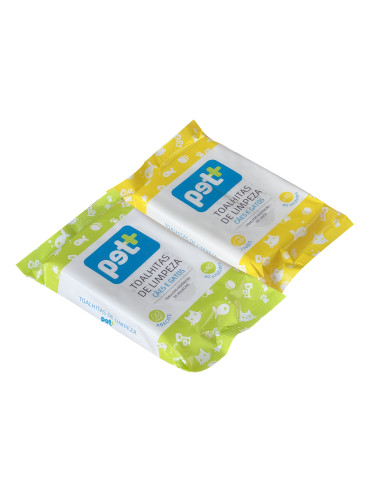 Pet+ Toalhitas de Limpeza Abacate p/ Cão e Gato 40 uni.