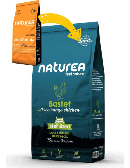 Naturea Lands Cat e Kitten Bastet (manutenção e esterilizado) frango do campo