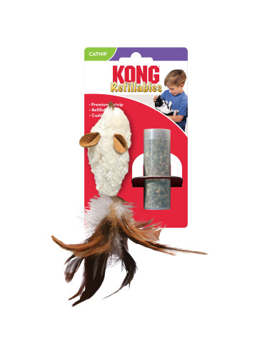 Brinquedo Kong Refillable Feather Rato p/ gatos (20 cm)