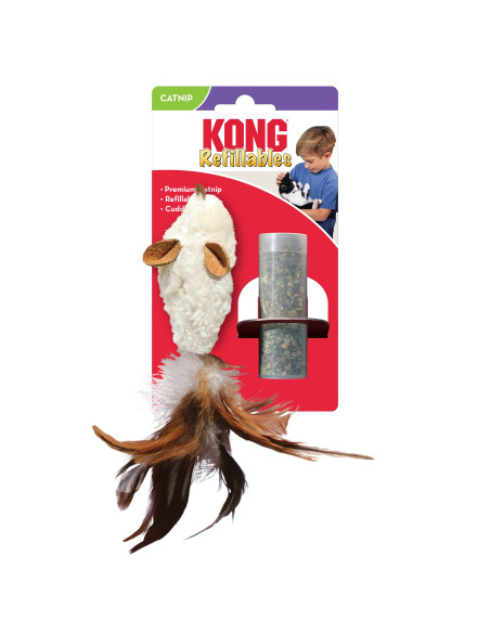 Brinquedo Kong Refillable Feather Rato p/ gatos (20 cm)