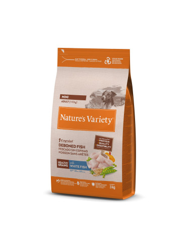 Nature's Variety Cão Cereais Saudáveis Mini Adulto Peixe Branco