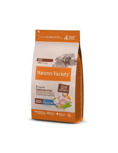 Nature's Variety Cão Cereais Saudáveis Mini Adulto Peixe Branco
