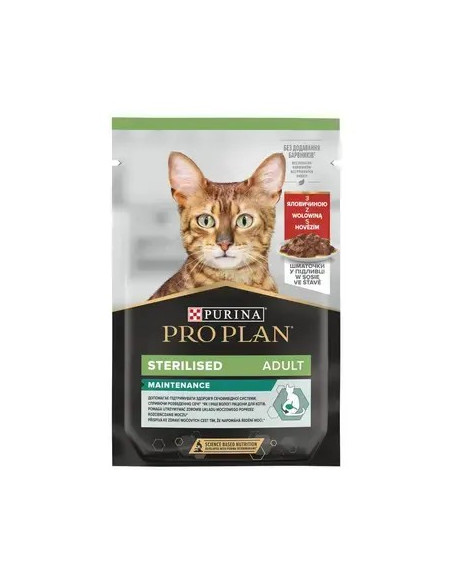 Purina Pro Plan Gatos Húmidos Nutri Savour Sterilised Vaca Saq. 85gr