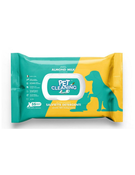 Pet Cleaning Toalhitas de Limpeza Leite de Amêndoa p/ Cão e Gato 35 uni.
