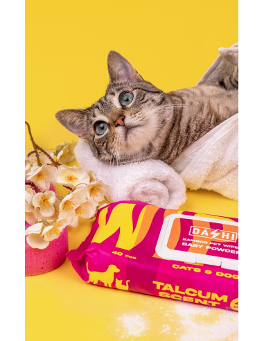 Dashi Toalhitas de Limpeza Bamboo Baby Powder p/ Cão e Gato 40 uni.