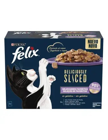 Purina Gatos Húmidos Felix Deliciously Sliced (Seleção Favoritos) 12x80gr.