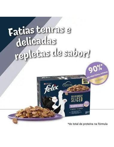 Purina Gatos Húmidos Felix Deliciously Sliced (Seleção Favoritos) 12x80gr.