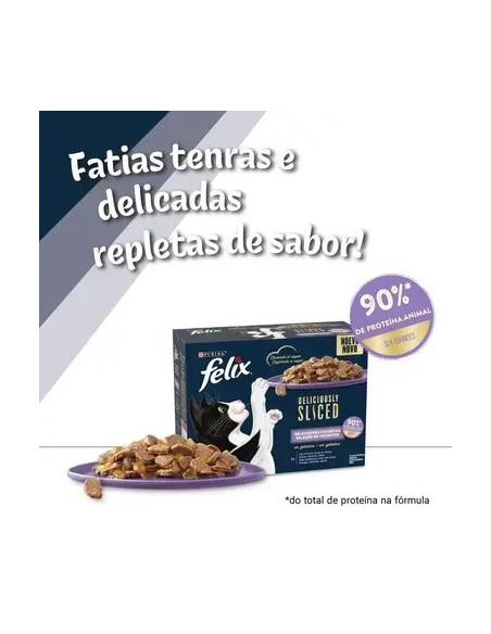Purina Gatos Húmidos Felix Deliciously Sliced (Seleção Favoritos) 12x80gr.
