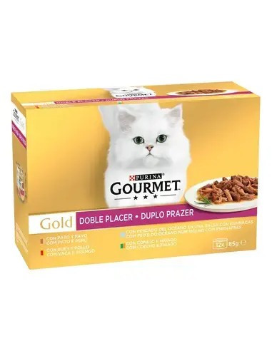 Purina Gourmet Gold Duplo Prazer seleção de sabores Pack 12x85gr.