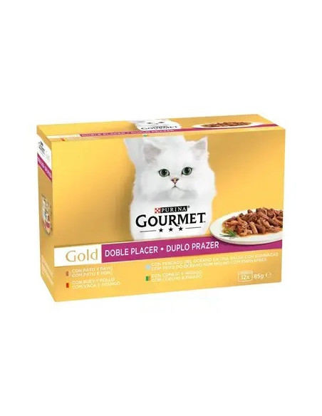 Purina Gourmet Gold Duplo Prazer seleção de sabores Pack 12x85gr.