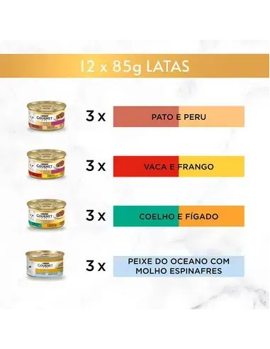 Purina Gourmet Gold Duplo Prazer seleção de sabores Pack 12x85gr.