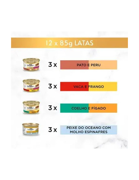 Purina Gourmet Gold Duplo Prazer seleção de sabores Pack 12x85gr.