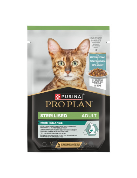 Purina Pro Plan Gatos Húmidos Adulto Esterilizado Peixe do oceano em gelatina