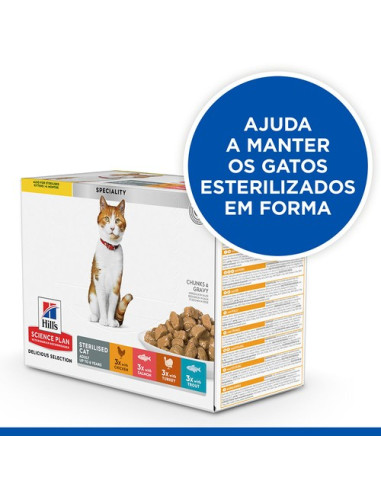 Hill's Science Plan Esterilizado Adulto Frango, Salmão, Perú e Truta (Multipack) 12x85gr