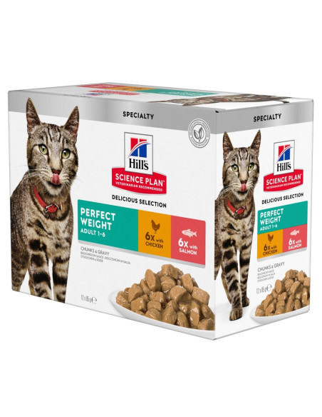 Hill's Science Plan Perfect Weight Frango e Salmão (Multipack) 12x85gr