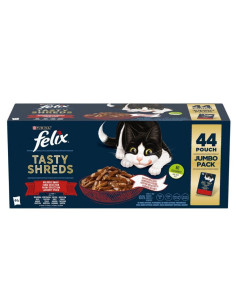 Purina Gatos Húmidos Felix Tasty Shreds Mix PACK JUMBO 44x85gr