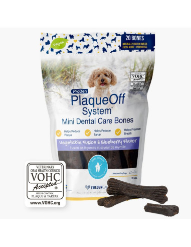 ProDen PlaqueOff Mini Bones Mirtilos Cão 320gr ( Higiene Oral )