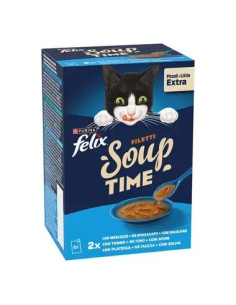Purina Gatos Húmidos Felix Soup Original (seleção de peixes) 6x48gr.