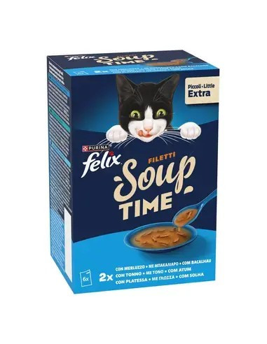 Purina Gatos Húmidos Felix Soup Original (seleção de peixes) 6x48gr.