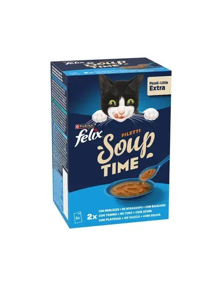 Purina Gatos Húmidos Felix Soup Original (seleção de peixes) 6x48gr.