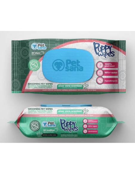 Dapac PetSana Toalhitas de Limpeza Aloe Vera p/ Cão 50 uni.