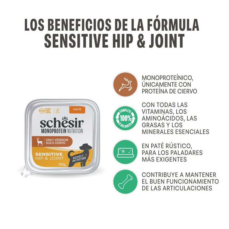 Schesir Cão Húmidos Sensitive Hip&Joint Veado Monoprotein