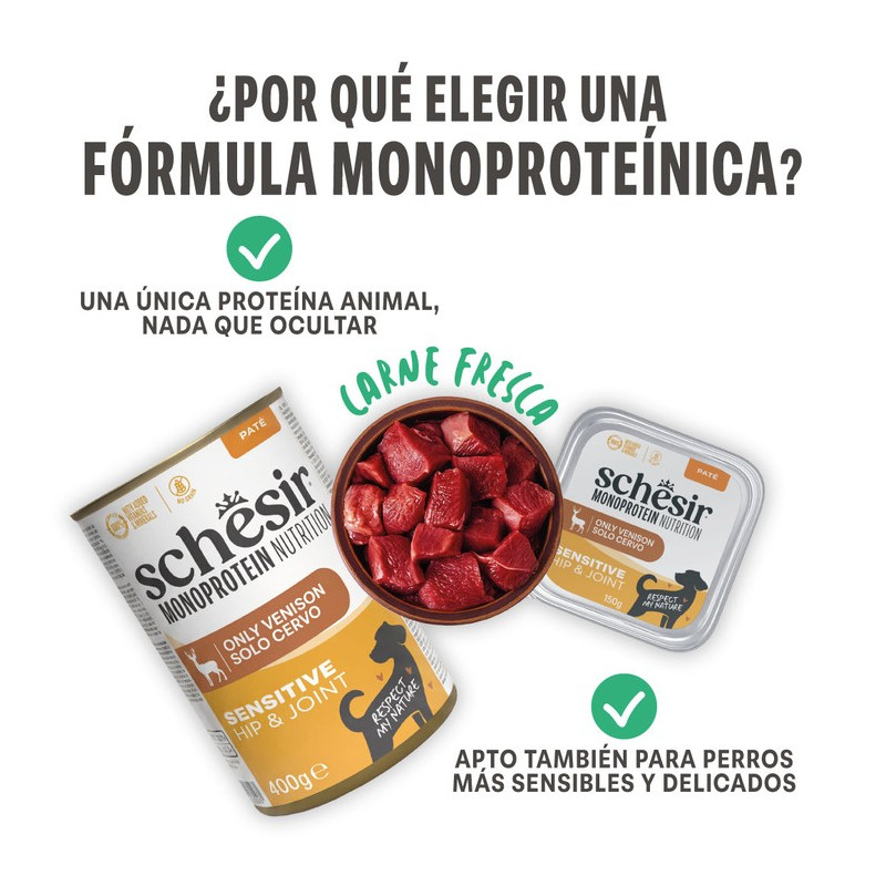 Schesir Cão Húmidos Sensitive Hip&Joint Veado Monoprotein