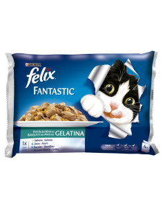 Purina Gatos Húmidos Felix Fantastic Banquete do Mar 4x100gr