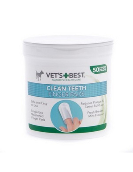 Toalhitas de Limpeza oral Vet's Best p/ Cães e Gatos - 50 unid.