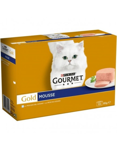 Purina Gourmet Gold Mousse com Peixe do Oceano Pack 12x85gr.
